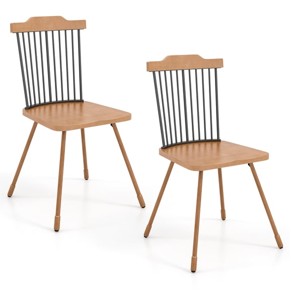Giantex Windsor Dining Chairs Set of 2, Armless Chairs w/Contoured Seating