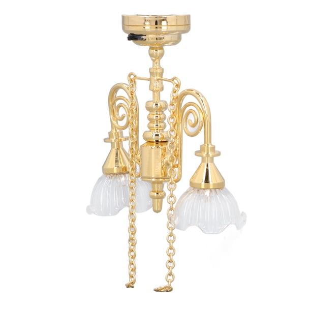 Lámpara De Techo En Miniatura, Flor Vívida De Doble Cabeza, Luz De Techo De Casa De Muñecas A Escala 1:12 Finamente Elaborada Para Accesorios De Casa De Muñecas