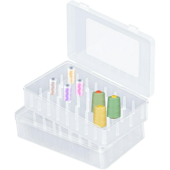 2pcs Sewing Organizer Sewing Threads Box Bobbins Holder Storage Case 42 Slots Transparent Needle Spool Organizer Sewing Threads