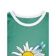 thumbnail image 3 of Xuanfei Women Daisy Letter Print Crew Neck Long Sleeve Colorblock Top, 3 of 5