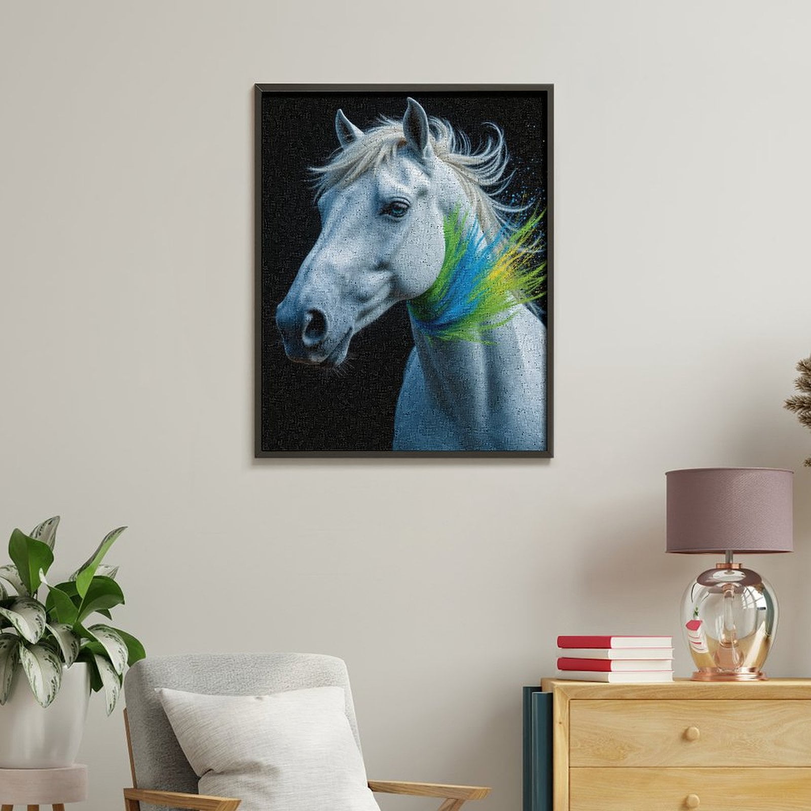 Paint By Numbers Kit for Adults Beginner - DIY Elegant White Horse Portrait Art Canvas Painting Kits for Adults, Frameless Paint By Number for Adults for Home Wall Decor 16x20 Inch
