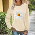thumbnail image 2 of UTSJKR Color Block Sweatshirts for Women Daisy Printed Loose Crewneck Pullovers Long Sleeve Cute Graphic Tees Casual Tunic Blouse Khaki XL, 2 of 7