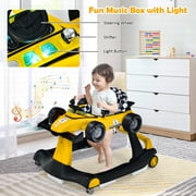 Costway 4-in-1 Baby Walker Foldable Activity Push Walker Adjustable Yellow