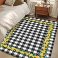 thumbnail image 4 of Summer Lemon Area Rugs 3x5 ft Floral Leaf Black White Buffalo Plaid Washable Rug Non Slip Indoor Carpet Absorbent Floor Mat for Living Room Bedroom Dining Room, 4 of 9
