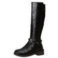 thumbnail image 3 of Lepsheexh Women's Boots Winter Long Tube Solid Color Belt Buckle Decor Round Toe Side Zipper Low Chunky Heel Fashionable Knee High Boots, 3 of 3