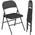 thumbnail image 1 of HOMCOM Chaises Pliantes en Métal avec Coussin en Lin Chaises Pliables Noir, 1 of 10