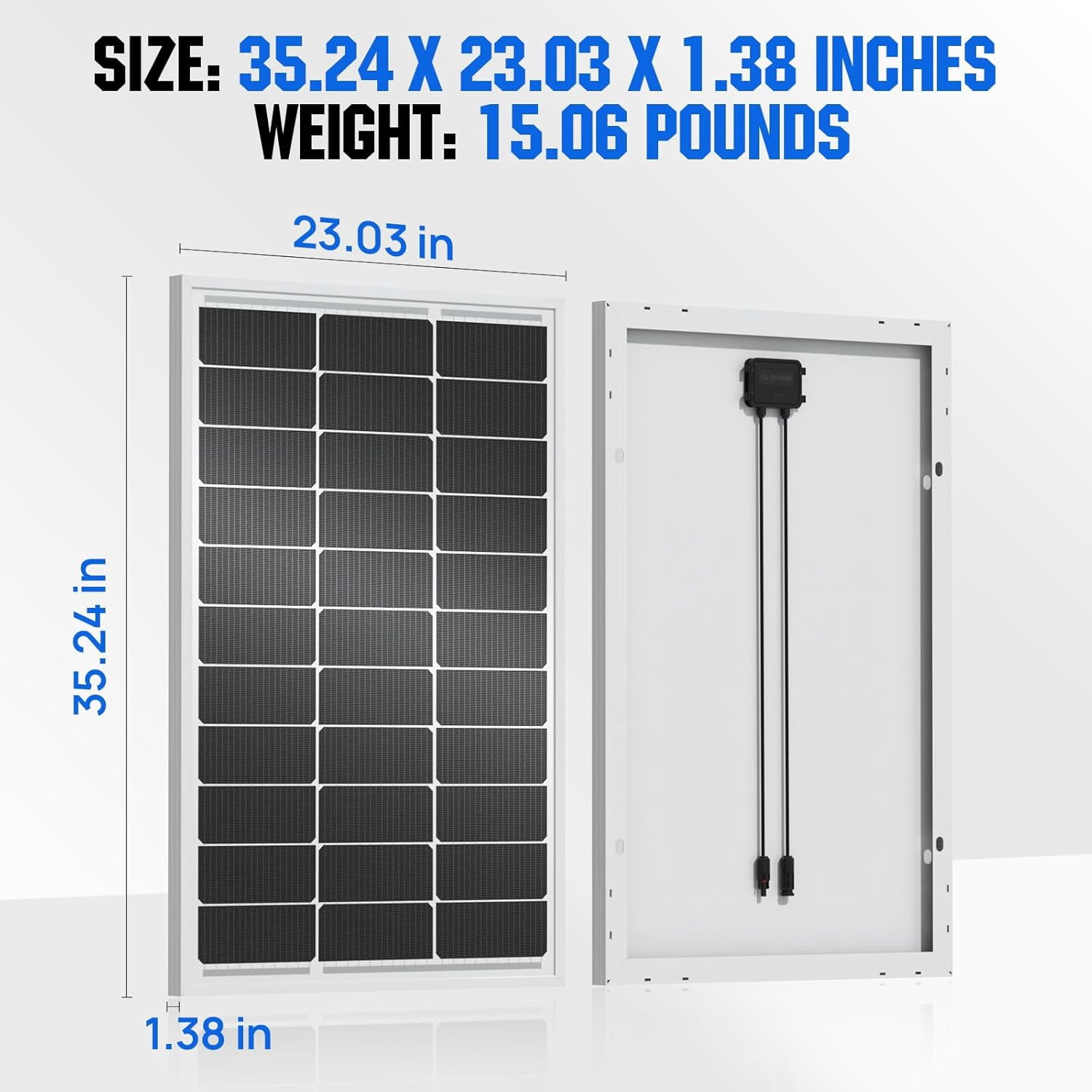 ECO-WORTHY 100 Watts 12 Volts Monocrystalline Photovoltaic Solar Panel High Efficiency Module for 12 Volt Battery Charging RV Marine Boat Off Grid(Upgrade)