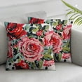 thumbnail image 3 of Fenyluxe Pink Red Rose Pillow Cover Retro Black Grey Leaves Garden Plants Decorative Pillow Cover Double Sides Print Modern Boho Polka Dot Throw Pillow Cover for Living Room Couch,Single Pack White, 3 of 7