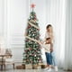 thumbnail image 5 of Árbol de Navidad preiluminado lápiz con luces cálidas, árbol nevado artificial con base metálica, decorativo para fiestas, 5 of 5
