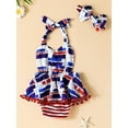 thumbnail image 3 of Baby Girl 4th of July Ruffled Romper American Flag Bodysuit Jumpsuit with Headband Independecen Day Outfit Set, 3 of 7