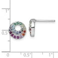 thumbnail image 2 of 925 Sterling Silver Rhodium Plated Multi Color Cubic Zirconia Double Circle Post Earrings 9.6x9.8mm Wide Stud Earring fo, 2 of 2