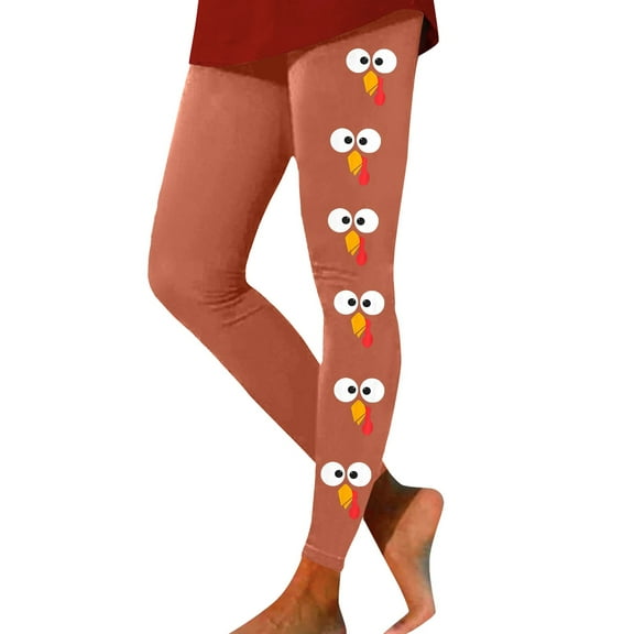 Fiaer Thanksgiving Womens Leggings Funny Graphic Plus Size Yoga Pants Tummy Control High Waisted Comfy Holiday Workout Trousers Rose Gold XL