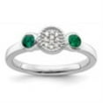thumbnail image 2 of Auriga 925 Sterling Silver Double Round Created Emerald & Diamond Ring for Women Size- 7, 2 of 6
