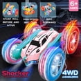 thumbnail image 3 of HNH RC Stunt Car for Boys Girls Ages 6-12, 2.4GHz Pink Remote Control Car, 4WD RC Cars Toys with Lights, Double-Sided Driving & 360°Flips, 2 Batteries, Presents Gifts, 3 of 6