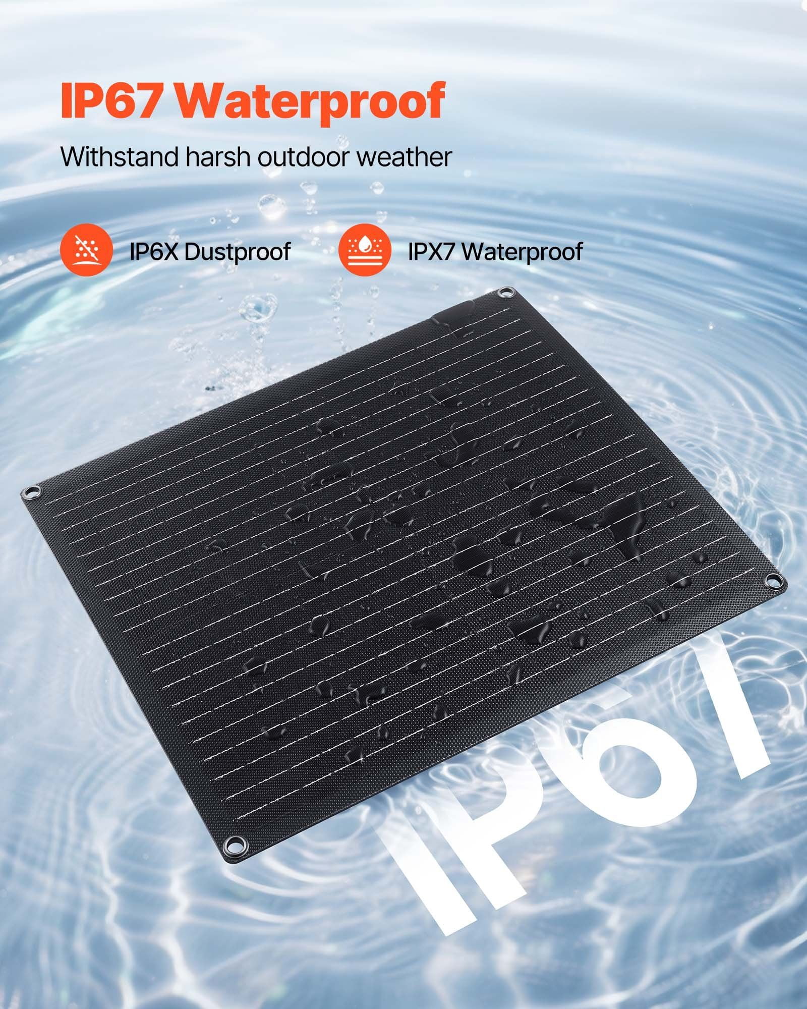 30W 12V Solar Panel Charger with Smart Controller IP67 Waterproof Portable for RV Car Motorcycle Boat Van Camper
