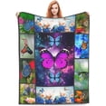 thumbnail image 5 of Butterfly Blanket Butterfly Floral Throw Blankets Cozy Fleece Flannel Blanket Soft Warm Plush Lightweight Bedding Blanket Blue Butterflies Gift for Women Teen Girls Kids for Couch Sofa Bed 60"X80", 5 of 6