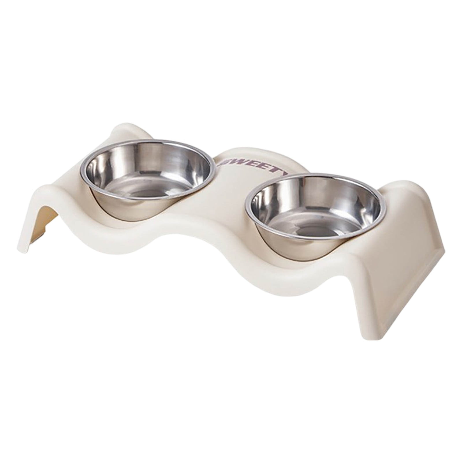 Stainless Steel Double Bowl Cat Food Dish Pet Bowl Durable Easy