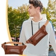 thumbnail image 2 of Yhmxh Triple Pocket Crossbody Fanny Pack Running Belt for Men Women, Genuine Leather Waist Bag Slim Shoulder Bag Hip Purse Adjustable Belt Strap Casual Pouch Outdoor Day Bag (Brown), 2 of 6