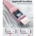thumbnail image 2 of 6FT iPhone Charger, XUDUO 2 Pack iPhone Cord Apple MFI Certified Fast Lightning Cable Nylon Braided for iPhone 14/13/12/11 Pro, iPad-Pink, 2 of 8