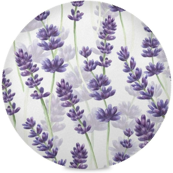 48"X 48" Watercolor Lavender Elastic Fitted Edged Round Tablecloth Fade Resistant Anti-Shrink Table Cloth Washable Table Cover for Banquet Home Indoor or Outdoor