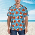thumbnail image 2 of Fotbe Cartoon Watermelon Hawaiian Shirt for Men Unisex Summer Beach Casual Short Sleeve Cotton Linen Button Down Shirts-Large, 2 of 5