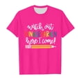 thumbnail image 4 of Shirts for Girls Print Back to School Shirt School Tee Kindergarten Shirts for Girls Kids T Shirt Children Z0D-Hot Pink, 160, 4 of 4