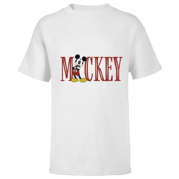 Disney Mickey Mouse Lettering Classic - Short Sleeve T-Shirt for Kids – Customized-White