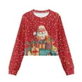 thumbnail image 7 of Xixirimido Christmas Santa Claus Gifts Red Girls' Long Sleeve Crop Top Soft Casual Kids T-Shirt Crewneck Sweatshirt Stylish Cropped Pullover Top for 13-14 Years, 7 of 7