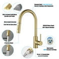 thumbnail image 5 of Havin Gold Kitchen Faucet with Pull Down Sprayer, High Arc Stainless Steel Material, with cUPC Ceramic Cartridge,Without Deck Plate,Fit for 1 Hole Kitchen Sink or Laundry Sink,Brushed Gold, 5 of 7