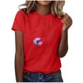 thumbnail image 2 of Fiudx Ofertas de La Semana Blusa de Manga Corta con Estampado de Moda para Mujer, Divertida Camiseta con Cuello Redondo, 2 of 5