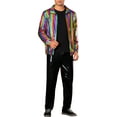 thumbnail image 2 of INSPIRE CHIC Holographic Jacket for Men's Metallic Long Sleeve Stand Collar Party Disco Shiny Jackets L Multicolor, 2 of 5