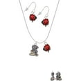 thumbnail image 2 of Delight Jewelry Two-tone Dragon with Red Crystals Red Lucky Ladybug Necklace and Dangle Earrings Set, 2 of 6