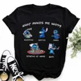 thumbnail image 3 of Camisetas con patrón de puntada para mujer, Tops de manga corta, camiseta de gran tamaño con cuello redondo, Top Y2k, nuevo, 3 of 5