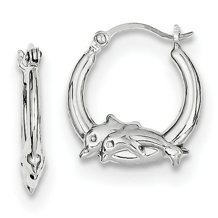Dolphins Set Earrings - Sterling Silver Dolphin 0.5IN Hoop Earrings (0.5IN x 0.5IN )