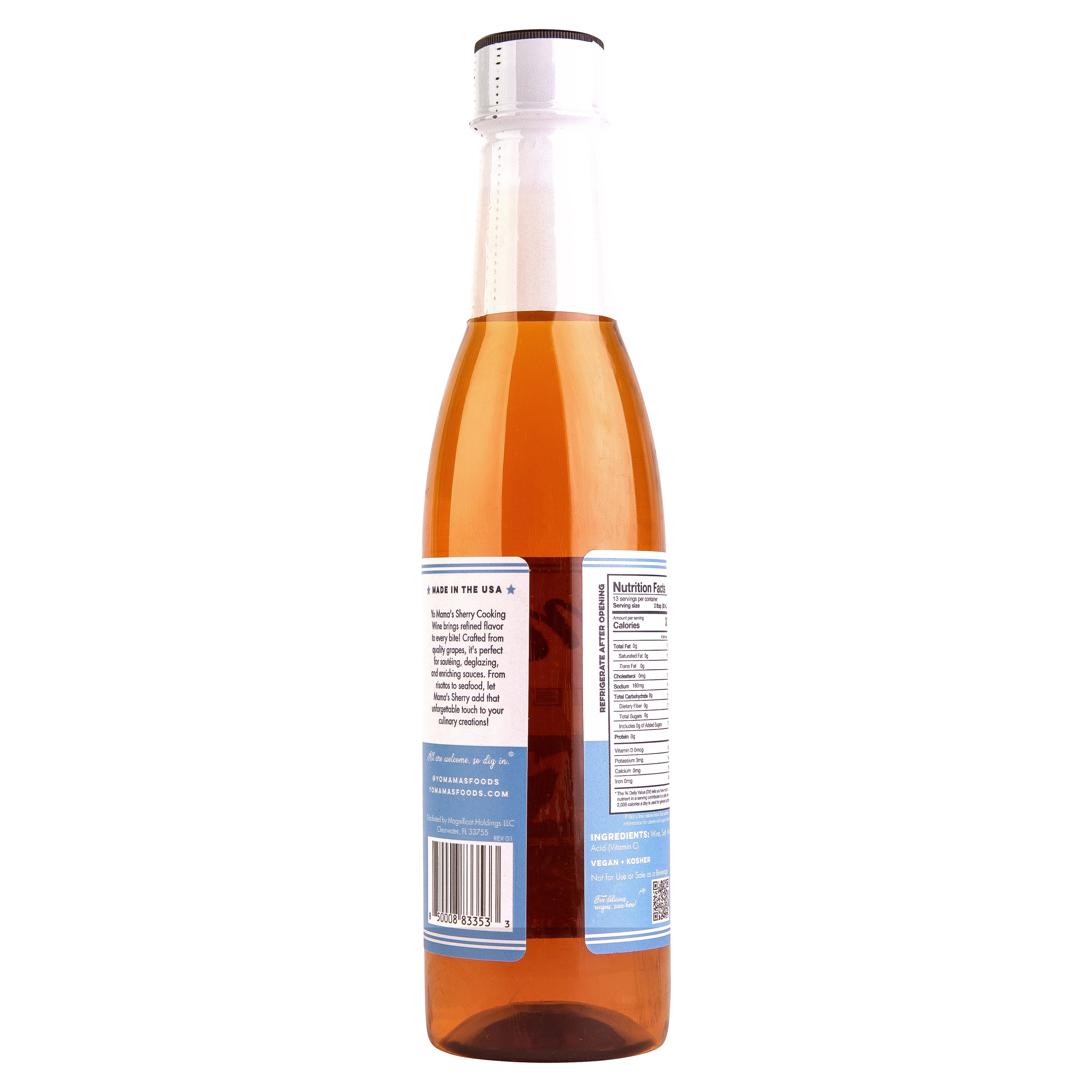 Yo Mama's Foods Premium Sherry Cooking Wine, No Sugar Added, Gluten Free, 1 Bottle