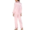 thumbnail image 7 of JGTDBPO Two Piece Pajama Set For Women Long Sleeve Sleepwear Soft Button Down Loungewear Pjs Set Nightwear With Long Pants Silk Satin Long Pajama For Women, 7 of 7