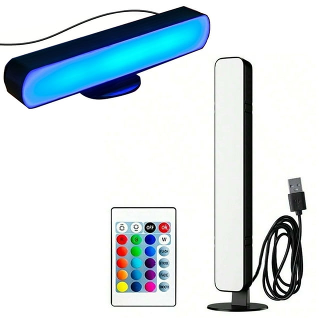 1pc RGB Led Light Bar, Colorful Multicolor Horizontal/Vertical LED Strip Lights With Multi-Position Base,Music Rhythm Ambient Lamp,IR Control USB Light, Home Decor Living Room,Wall Decor