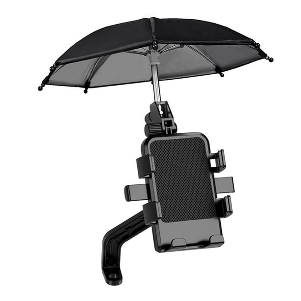 Soporte para teléfono para motocicleta, soporte para teléfono para bicicleta, con miniparaguas, giratorio de 360 grados, soporte para teléfono para Montaje retrovisor Hugo Soporte de teléfono para bicicleta