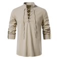 thumbnail image 1 of Blusa informal de lino y algodón para hombre, camisa de manga larga con solapa inclinada, Estilo Vintage para Yoga, primavera y otoño, novedad de 2023, 1 of 4