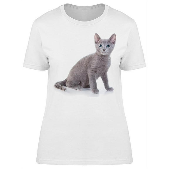 Cute Russian Blue Kitten T-Shirt Women -Image by Shutterstock, Female Small