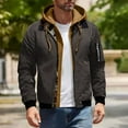 thumbnail image 4 of Rutainlusire Mens Trendy Warm Quilted Bomber Jackets Men's Workwear Style Hooded Jacket Fake Two-piece Spliced Plaid Interior With Multiple Pockets For Warmth And Casual Flight Jacket, 4 of 5