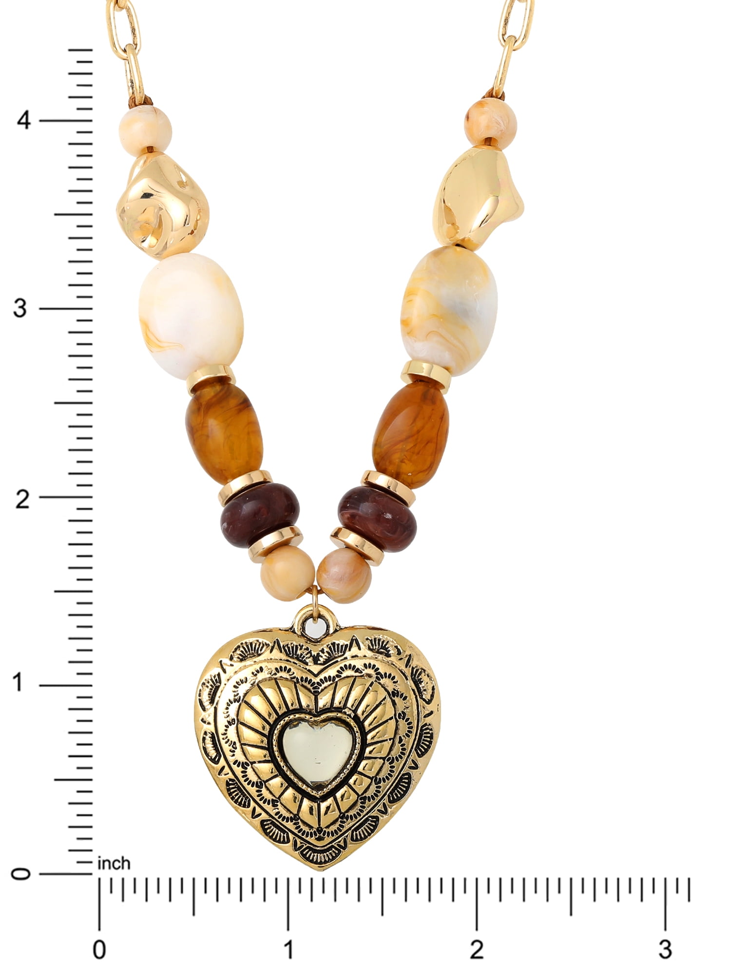 Jessica Simpson Women's Gold-Tone Multi Bead Heart Necklace