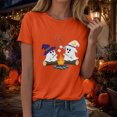 thumbnail image 6 of felwors Halloween women's shirt 2025 cute ghost cotton shirt autumn pumpkin T-shirt round neck pattern T-shirt casual short sleeved top Orange, S, 6 of 8