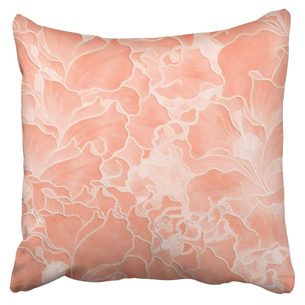 BPBOP White And Deep Peach Large Floral Pattern Pillowcase Cushion