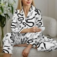thumbnail image 5 of KLL Hand Drawn Snake Print Women's Long Sleeve Pajamas with Pants Sleepwear Loungewear 2 Set-X-Large, 5 of 7