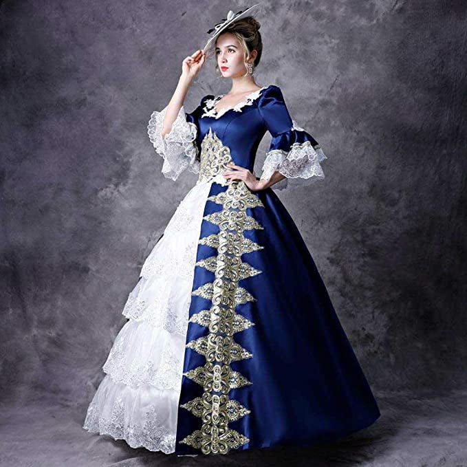 KEMAO Rococo Baroque Marie Antoinette Dresses 18th Century Renaissance  Costumes Historical Period Dress Ball Gown