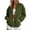 Army Green, variant on Womens Solid Color Baseball Jacket Stand Collar Snap Button Down Loose Fit Long Sleeve Ribbed Cuff Hem Side Pockets Soft Fleece Casual Bomber Coat Outerwear