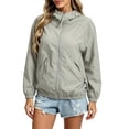 thumbnail image 6 of Lmueinov Women Plus Size Windbreaker Jacket Zip Up Hooded Hiking Coat with Zippered Pocket and Elastic Hem Casual Activewear for Travel S-3XL, 6 of 8