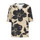 thumbnail image 5 of Xuyuer Linen-Look Printed V-Neck 3/4 Sleeve Shirt - Women's Roll-Tab Sleeve Blouse for Coastal Weekend Getaways, Art Gallery Openings, and Effortlessly Tailored Bohemian Chic Top, 5 of 5