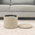 thumbnail image 2 of Joveco Round Storage Ottoman, Fabric Small Foot Rest Stool with Removable Lid, for Dorm, Living Room, Couch, Bedroom, Light Beige, 2 of 8